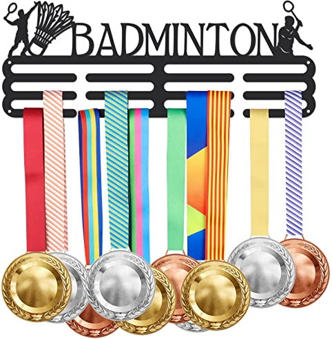 SUPERDANT Badminton Medaillenständer Herren Sport Medaillenaufhänger Displayhalter Eisen Wandmontierte Haken Für 60+ Medaillen Trophäenhalter Auszeichnungen Sport Bandhalter Display Sportler Geschenk