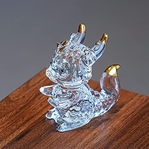 HDCRYSTALGIFTS 7,6 cm Kristalldrachen-Figur, Sammlerstücke, Kunst, Glas, Tier-Ornament, Dekoration für Büro, Tisch, Zuhause, Schlafzimmer
