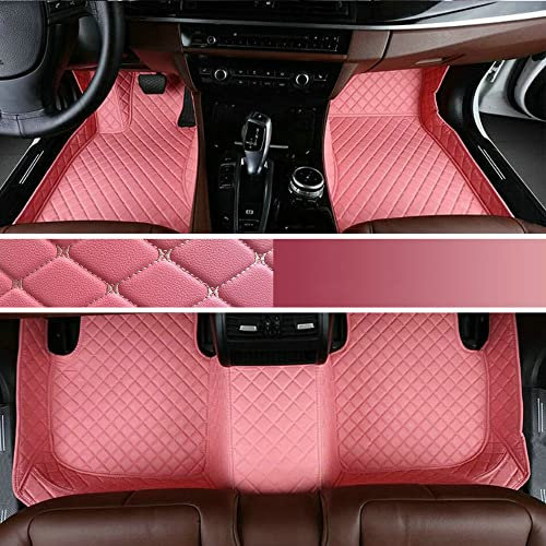 Personalisierung Anpassen Autofussmatten - 3D Luxus PU-Leder Auto Fussmatten Massanfertigung, Nach Maß Fußmatten Kompatibel mit 99% AutoMarke Modell (Rosa)