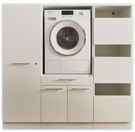 LAUNDREEZY Waschmaschinenschrank, Wäscheschrank und Mehrzweckschrank, Weiß - Waschmaschinen-Überbauschrank TÜV-zertifiziert mit viel Stauraum - 167,5 x 162 x 67,5 cm (B/H/T)