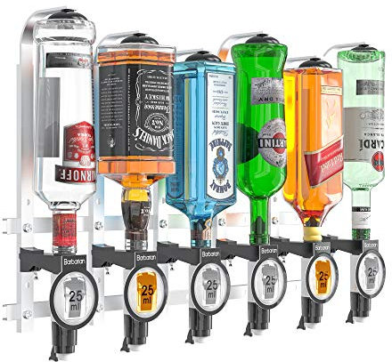 Barbarian 3/4/6 Bottle Optics for Spirits - Bar Butler Shot Measure Bracket Alcohol Wine Upside Down Drink Dispenser Home bar Garage Man cave (6 Bottle Professional 35ml)