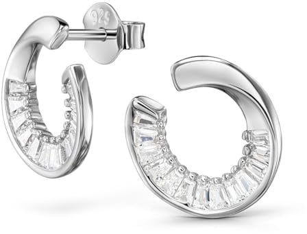 Schöner-SD Ohrringe Kringel Ohrstecker rund mit Zirkonia Kristall