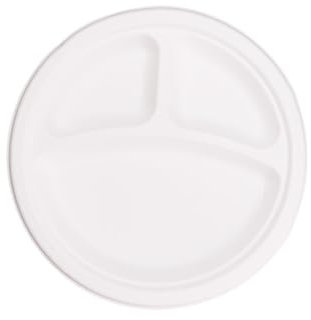ECOFLAVOUR ADD THE GOODNESS Disposable 3 Compartment Heavy-Duty Plates Eco-Friendly Compostable Sugarcane Paper Plates - Pack of 25