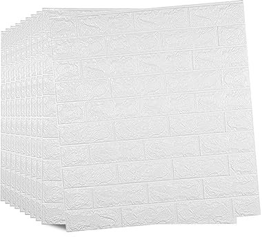 Snewvie 10PCS 3D Wall Panels 70×77cm Brick Wallpaper Self Adhesive DIY Wall Stickers Waterproof PE Foam Panel Wall Tiles for Bedroom Kitchen Living Room Bathroom Home