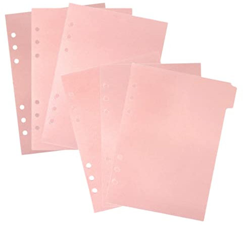 HOODANCOS 6pcs Notebook Separated Pages Planner Inserts Notepad Tabs Recipe Binder 6 Ring Binder Dividers with Tabs Binder Tabs Plastic Binder Page Markers A5 Partition Plate Perforation Pp