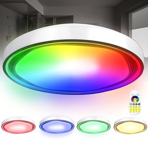 LZQ Led Deckenleuchte Dimmbar mit Fernbedienung 60W RGB LED Deckenlampe 2800-6500K Rund Deckenbeleuchtung