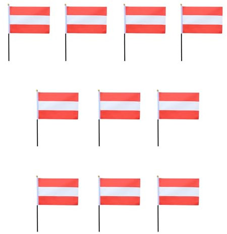 Sonia Originelli 10er Set Tischfahnen Handflaggen Mini Fähnchen Fussball Fan Anfeuern Farbe Österreich ohne Wappen