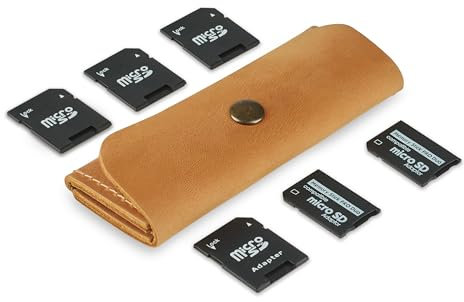 MAKYN Leather SD Card Holder, SD Card Case, Micro SD Card Holder Organizer, SD Card Storage Case, Memory Card Case Cover, Travel Memory Card Case (Vintage Brown)