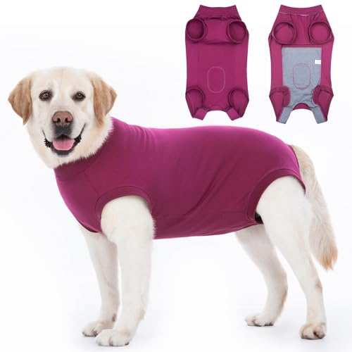 Axcimond Hundebody Nach Op Leckschutz Op Body Hund Kastration Hündin Rüde Medical Pet Shirt Hund Einteiler Wundschutzanzüge für Hunde Mit Klettverschluss Alternativen zu Kegel und Halskrause Rot M
