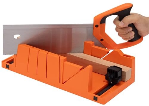 Navaris Mitre Box with Saw - Mitre Box with 43cm (16.9) Hand Saw Cutter Tool Included for Cutting Wood and 2 Built-in Clamps for Secure Woodwork