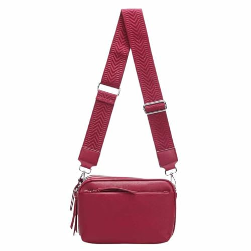 Damen Tasche Cross Over Body Bag Brusttasche Umhängetasche Schultertasche Brieftasche Smartphone Geldtasche Abend Handy Clutch Rot 3xFach