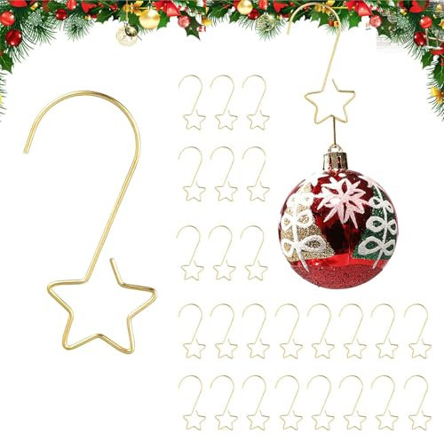 Dwafill 100 Ganci per Albero di Natale, Ghirlanda di Natale Ganci per Ornamenti Natalizi, Ornamenti Decorazioni Addobbi Natalizi per Albero di Natale,Suspension pour bouleGancio a sfera (Gold)