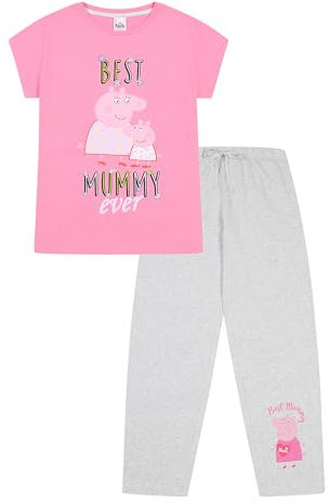 Peppa Pig Pyjama long en coton pour femme « Best Mummy Ever », rose, 38-40
