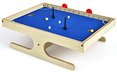 GOPLUS Brettspiel für 2 Personen, Magnetischer Mini-Spieltisch mit 2 Griffe, 2 Bälle & Manuellen Scorer, Geschicklichkeitsspiel für Kinder, Erwachsene, Familie & Party, 45 x 33,5 x 14 cm