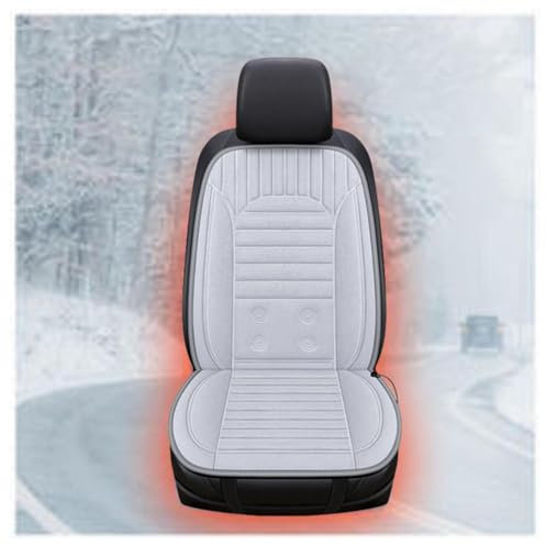 BesBet Cuscino Auto Sedile, Due Livelli di Controllo Intelligente Coprisedili Auto Riscaldabili, Caldo Professionale Cuscini Auto, Regalo,da Uomo,Gray-Singleseater