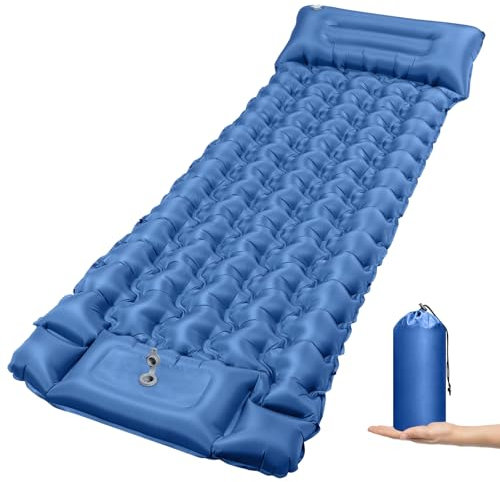 JEMULICE Isomatte Selbstaufblasend, 10CM Hoch Luftmatratze Camping Kleines Packmaß, Aufblasbare Matratze mit Fußpumpe, Selbstaufblasbare Schlafmatte für Outdoor, Wandern, Zelt, Rucksack