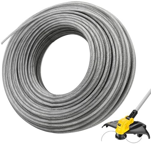 KUWUNG Hilo Desbrozadora, 2,4mm x 60m Hilo para Desbrozadora, Hilo Desbrozadora Acero, Universal Hilo Desbrozadora 2,4mm Profesional para Césped, Jardín y Patio