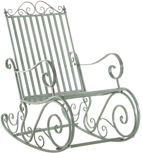 il genio online Schaukelstuhl Smilla Landhausstil Nostalgie I Klassischer Schaukelstuhl aus Eisen I Schaukelstuhl Design Farbe (Antik-Grün)