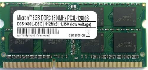 Micron 3rd 8GB DDR3 1600MHz SO-Dimm PC3L-12800S 2Rx8 1,35V 204pin