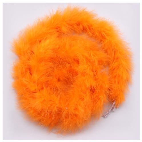 GreatRise 2 m Truthahn Federboa Flauschige Dekoration Boa Truthahnfeder Schal Natürliche Truthah Feder Streifen Fransenband Dekoband für Tanzen Hochzeit Party Karneval Kostüm Orange