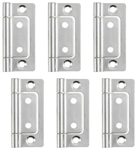 SYEYCW 6 Pezzi Cerniere a Filo, 51 x 25mm Cerniere Pieghevoli, Cerniera per Porta con Cuscinetti, Cerniere Pesanti, per Porte in Legno, Finestre, Armadi, Cancello da Giardino, Argento