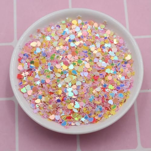 GUOZIF 50 gr/los 3mm Gemischte Glitter Herz und Stern Pailletten Zubehör Glitter Pailletten DIY Handwerk Dekoration konfetti