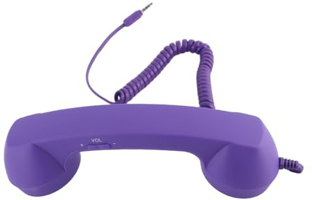 Grcfumo Cell Phone Handset, USB C Radiation Proof Vintage Phone Handset with 3.5 Mm Socket, Vintage Retro Telephone Handset for Smartphone (Violet)