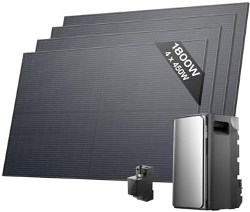 ECOFLOW kit fotovoltaico con batteria (1800W,1,92kWh), STREAM Ultra 1,92 kWh, 4x450 W panelli solari rigidi, ingresso solare 2.800 W(4 MPPT), 2 porte CA 2.300 W, microinverter