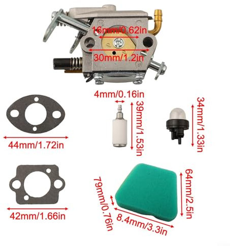 GLFLOW Carburetor Air Filter Kit for McCulloch 3200 3205 3210 32cc 35cc 38cc Chainsaw Carburetor with Integrated Air Filter Replacement Parts