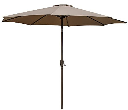 LOLAhome Parasol fijo +RESISTENTE de 300x400 cm, Topo, mástil Ø48mm de aluminio Marrón, con Antiviento y Manivela, Elegante y Duradero, tratamiento Anti-corrosión, Para Exterior, Jardín - Tessa