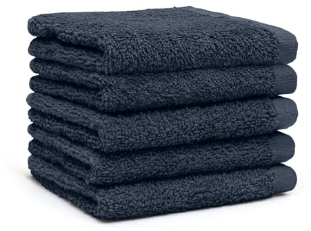 Björk Waschlappen 5er Set Navy Hochwertige Frottee Gesichtstücher aus Baumwolle Waschbare & Wiederverwendbare Abschminktücher Saugfähige & Hautfreundliche Reinigungstücher