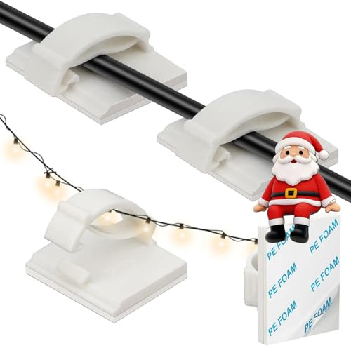 KLJ kabelhalter Haken Lichterkette selbstklebend klebehaken Weiß,50 Pack mini kleine Lichterkette Befestigung Fenster Indoor and Outdoor klebehaken kabelclips selbstklebend Halterung kabelorganizer
