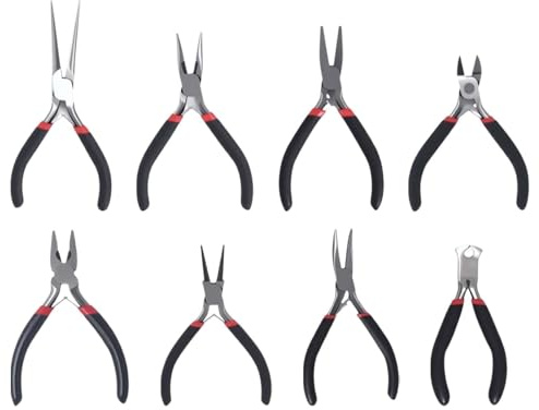 Smyckestång i 8 delar, smyckestänger, minismyckestång, set med tånger, 8 stycken smyckestagg, set för smyckestillverkning, smyckestillverkning, gör-det-själv, reparation, etc.
