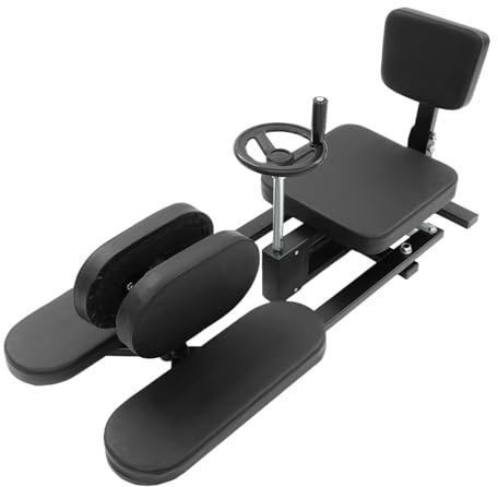 ZHDPYHDD Spagattrainer Beinspreizer 0 bis 210° mit Drehkurbel bis 100 kg | Gepolsterter Sitz und Rückenlehne, 42 × 15 cm Beinauflagen, Stahlrahmen, integrierte Rollen, für Yoga Tanz Gymnastik