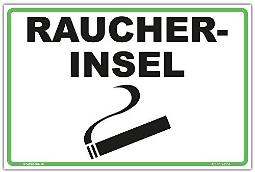 Schild Raucherinsel Hinweisschild 300x200 mm stabile Aluminiumverbundplatte 3mm stark - inkl. 4 Eckbohrungen