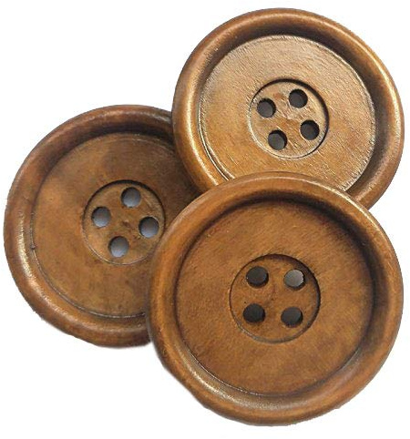 Chenkou Craft 20pcs Big Size 40mm 1 1/2 Round Wood Buttons 4 Holes Craft Sewing Button (Brown)