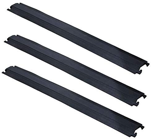 ADO - Pasacable de goma para suelo protección de Cables eléctricos de 1 vía 102x13cm. protector de cables/pasacables de goma flexible para colocar en el suelo (3- Pasacables negros)