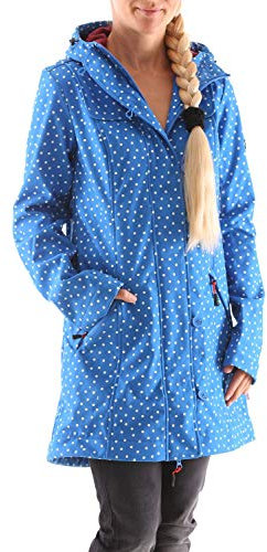 Blutsgeschwister Wild Weather Long Damen Jacke Mantel, Größe:XS, Farbe:Blau (dot and Anchor)