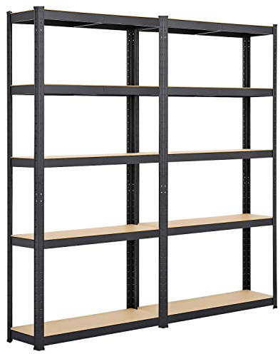 Yaheetech 2X Schwerlastregal 180x90x30 cm Metallregal mit höhenverstellbaren Ablagen Werkzeugregal bis 875 kg belastbar Garagenregal 5 MDF Platten