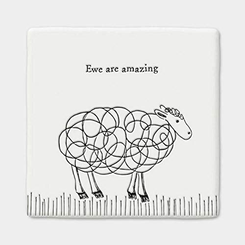 East of India Porcelain Square Coaster 'Ewe are Amazing' - Gift