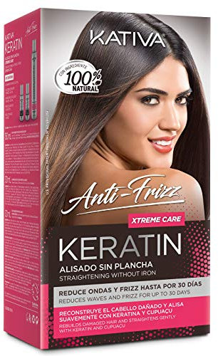 Kativa Keratin Anti Frizz Xtreme Care: Kit Alisado Sin Plancha para un Cabello Radiante. Logra un alisado perfecto con brillo extra. ¡Deslumbra con un cabello suave y sin frizz!