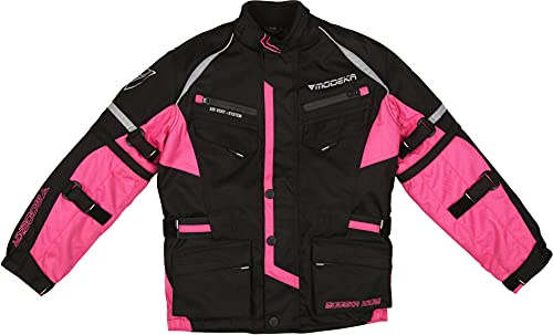 Modeka Tourex II Kinder Motorrad Textiljacke Schwarz/Pink 152