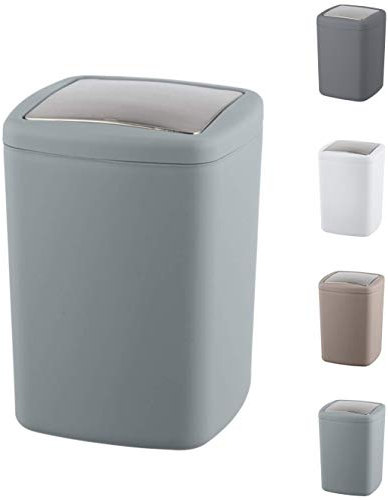 WK Barcelona Square Small Swing Waste/Bathroom/Cosmetics/Table Top Bin (Light Grey, 8.5LTR)