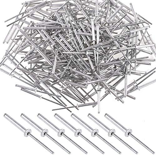 Mardatt Lot de 200 rivets aveugles en aluminium 3,2 x 24 mm pour décoration de tôle, menuiserie, industriel, etc.