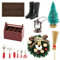 13 Stück Miniatur Wichteltür Zubehör Set Nissedor mit Werkzeugkasten und 6 Pcs Werkzeug Kranz Weihnachtsbaum Laterne Fußmatte Besen Stiefel Mini Ornament für Weihnachten usw.