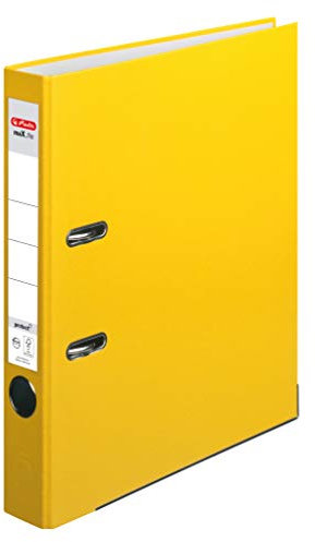 Herlitz Ordner maX.file protect A4 5cm PP-Kunststoffbezug/Papier hellgr.besch. (gelb, 5cm | 5er Pack)
