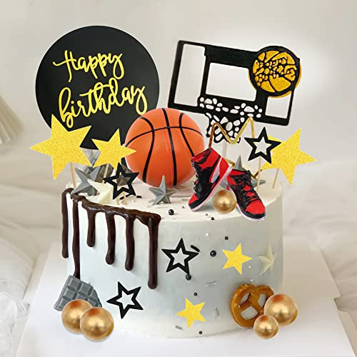 21 PCS Basketball Cake Toppers - Sports Cake Topper Set for Basketball Party Decorations