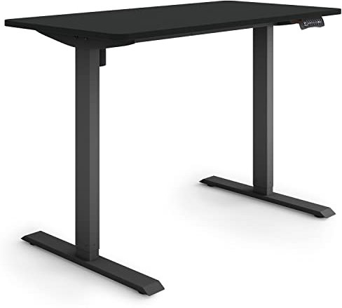 ESMART Germany ETX-121BB 120x60cm Schwarz Ergonomischer Steh-Sitz-Schreibtisch Stufenlos elektrisch höhenverstellbar 73,5-123,5cm 3 x Memory USB Ladeport Aktivitätserinnerung Soft-Start/Stopp