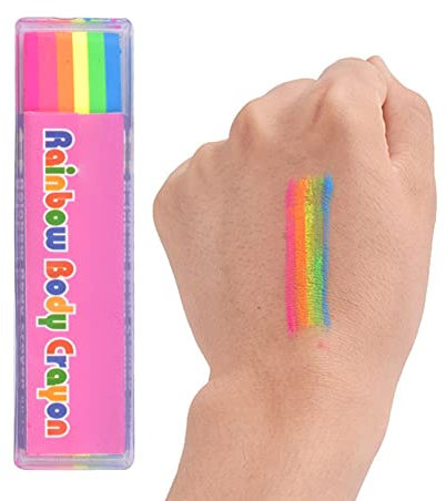 LICHENGTAI Rainbow Pride Face Paint, Rainbow Fan Brush Rainbow Flag Face Paint, Face & Body Paint Stick for Adults & Kids, for Theater Face Paint Party Costume Parade Accessories