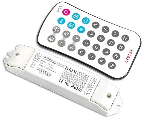 LIGHTEU®, Mini Pixel LED Controller SPI-16S mit RF Fernbedienung M16S, digitaler Controller, der RGB verfolgt, kompatibel mit allen Arten von Single- oder Bilinear Pixel LEDs
